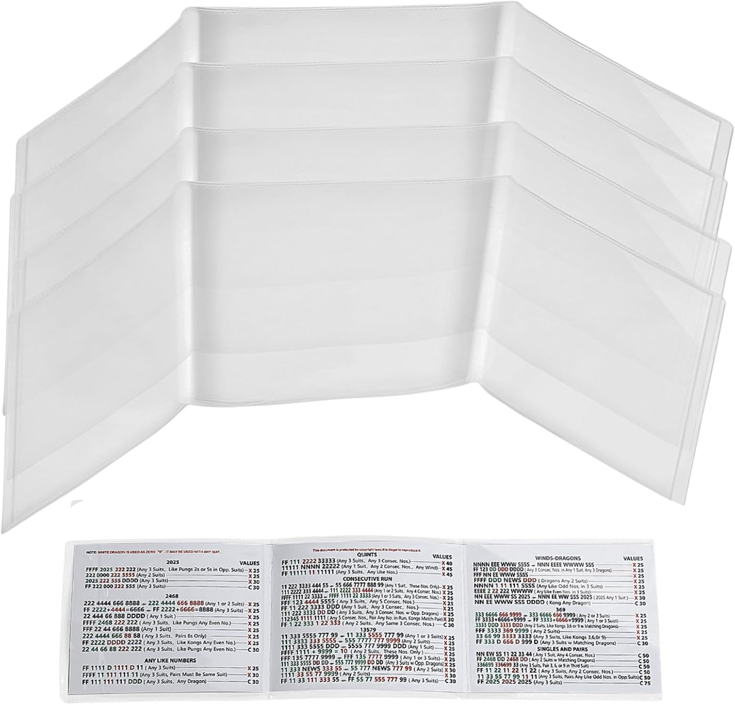 2025 Mahjong Card Sleeve, 2PCS Mahjong Card Protector Cover Clear Plastic Sleeves for Mah Jongg Scorecard Durable Mah Jong Gifts Suit for Large Print Size 6 1/8" x4 3/4"(80% Transparent)