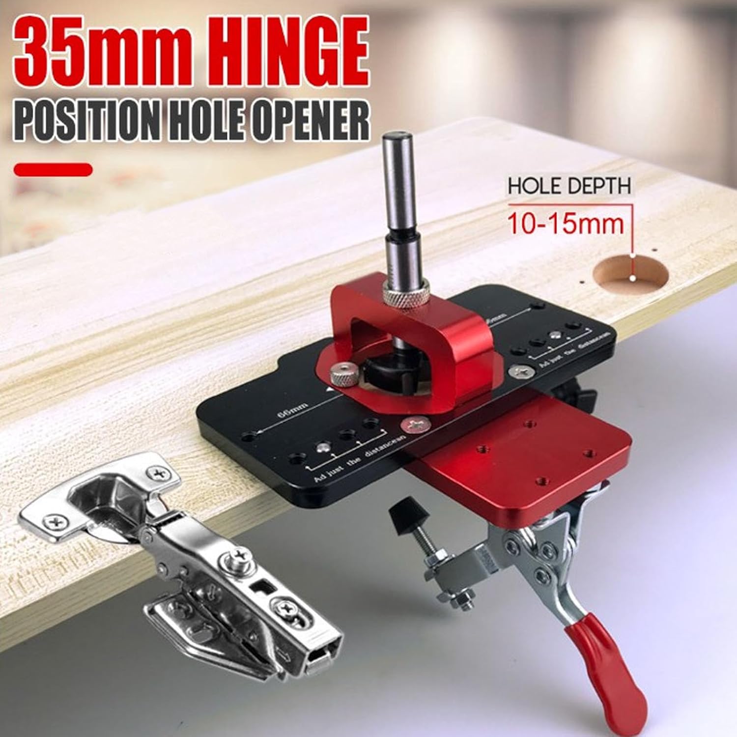 FTVOGUE 35mm Hinge Jig Drilling Hole Puncher Locator with Aluminum Alloy Material for Cabinet Installation for and European Cabinets