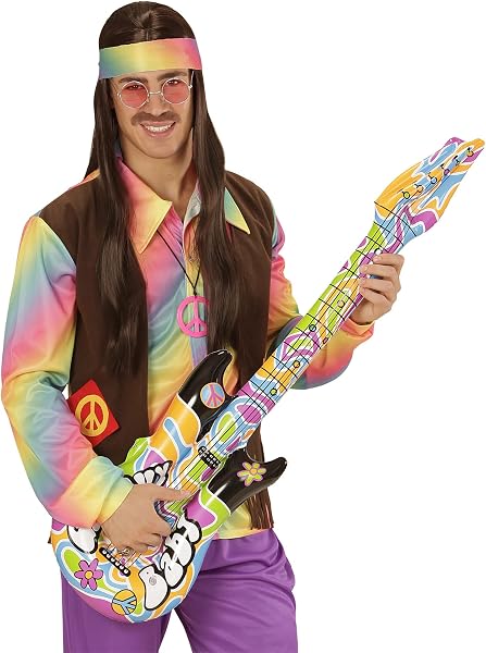 W WIDMANN MILANO Party Fashion - Chitarra gonfiabile, accessorio per costume con tracolla, chitarra immaginaria, strumento per Carnevale - 2