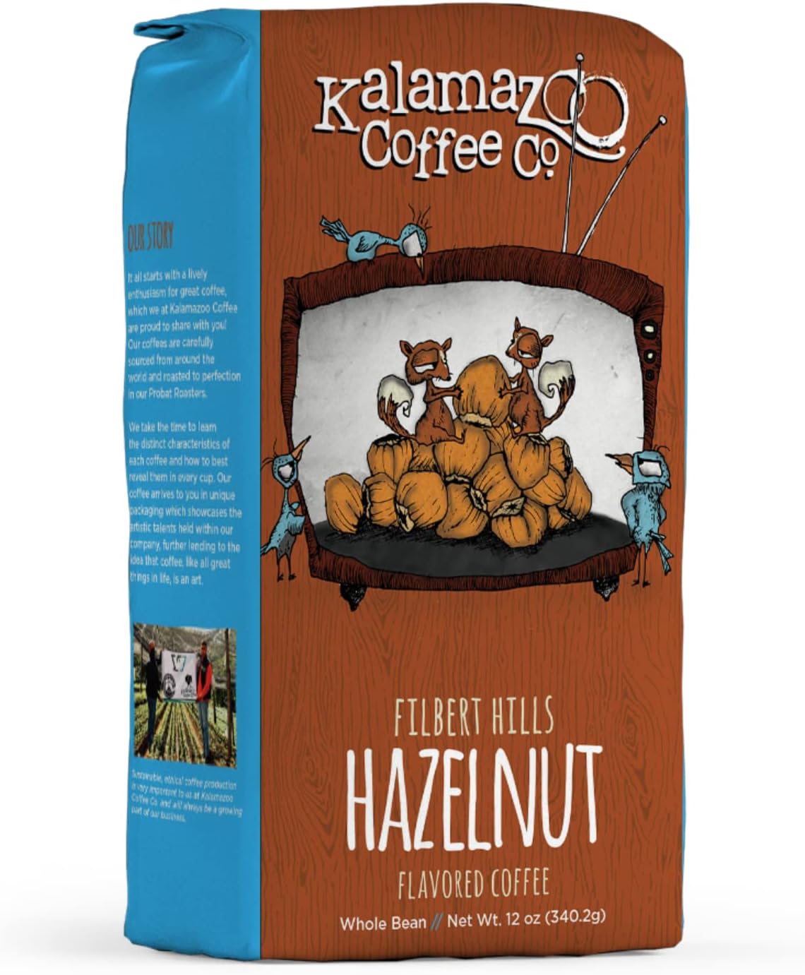 KALAMAZOO COFFEE COMPANY Hazlenut Whole Bean Coffee - Filbert Hills Flavored Coffee | 12oz Bag (1 Pack)