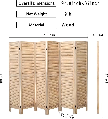Miniatura 4 de Divisores de habitación de 6 paneles, pantalla de privacidad, separadores de habitación de madera y pantallas de privacidad plegables, separación de