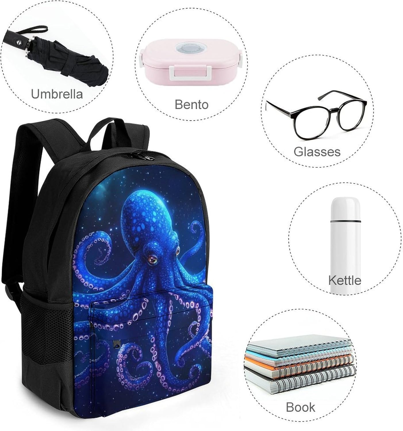 Octopus Galaxy Star Laptop Backpack for Men Women Fashion Computer Bag Business Travel Daypack