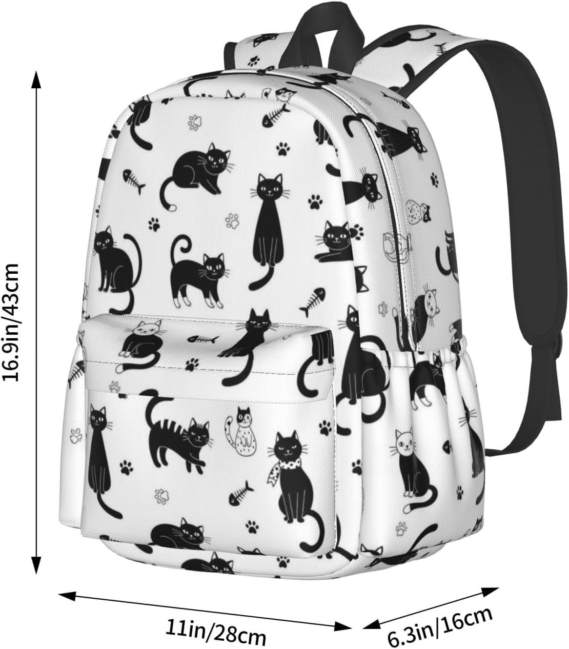 Fashion Travel Backpack Compatible with Funny Black Cats, Laptop Backpack with Laptop Compartment Water Resistant College High Backpack Gym Bag for Men Women