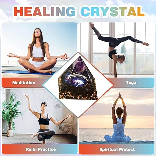 Miniatura 5 de EternalOrgone Pirámide de orgón para energía positiva, pirámide de orgonita de esfera de cristal de amatista, generador de energía de protección