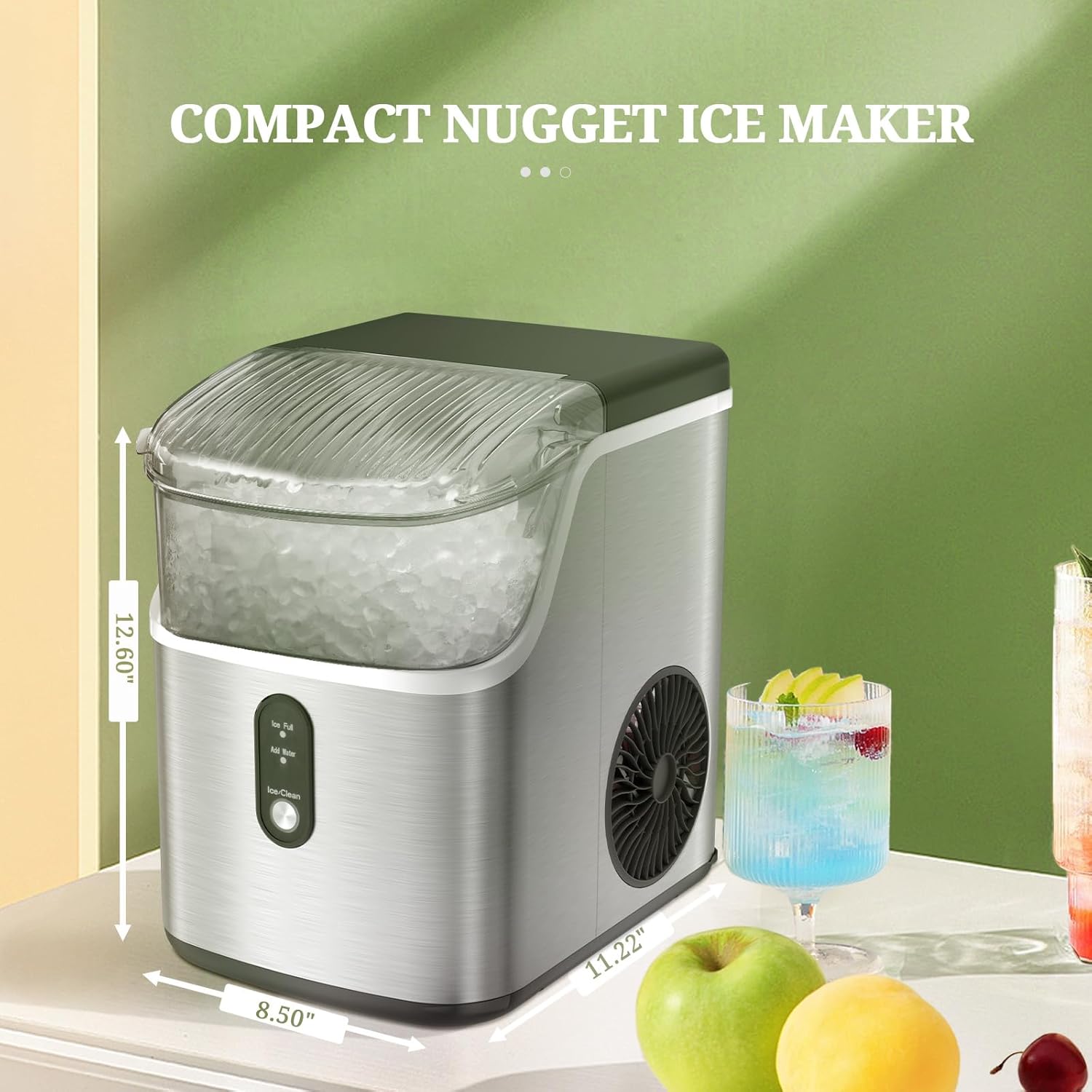 Antarctic Star Nugget Ice Maker with dimensions