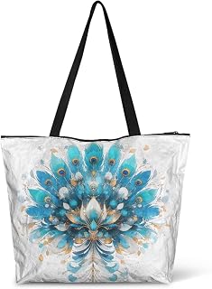 Cartoon Cat Leopard 14" Women Tote Paper Bag, Gothic Rose Shoulder Bag, Watercolor Sunflower Pineapple Commute Bag