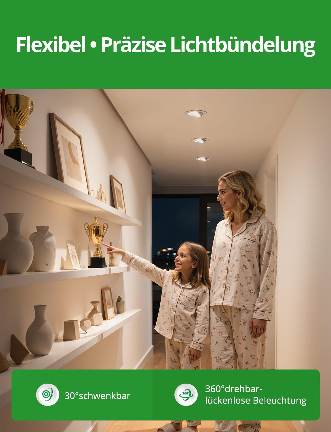 HOMEOW LED Spots 230V 72mm – 80mm Lochmaß, Austauschbar LED-Modul-Design | Schwenkbar Einbauleuchten Dimmbar 6W, 2700K 4000K 6000K IP44 für Badezimmer, Weiß 10er Set + 1 Ersatzlichtquelle