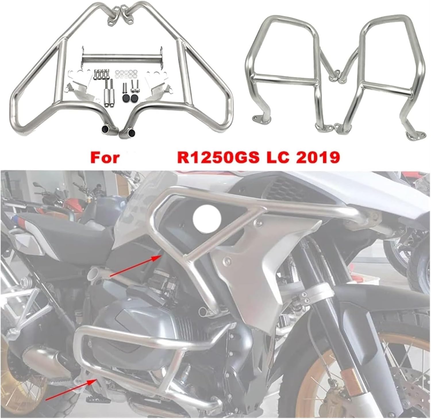用 BM&amp;W R 1250 GS R1250GS LC 2019 2020 オートバイ装飾 304 ステンレス 上部下部エン