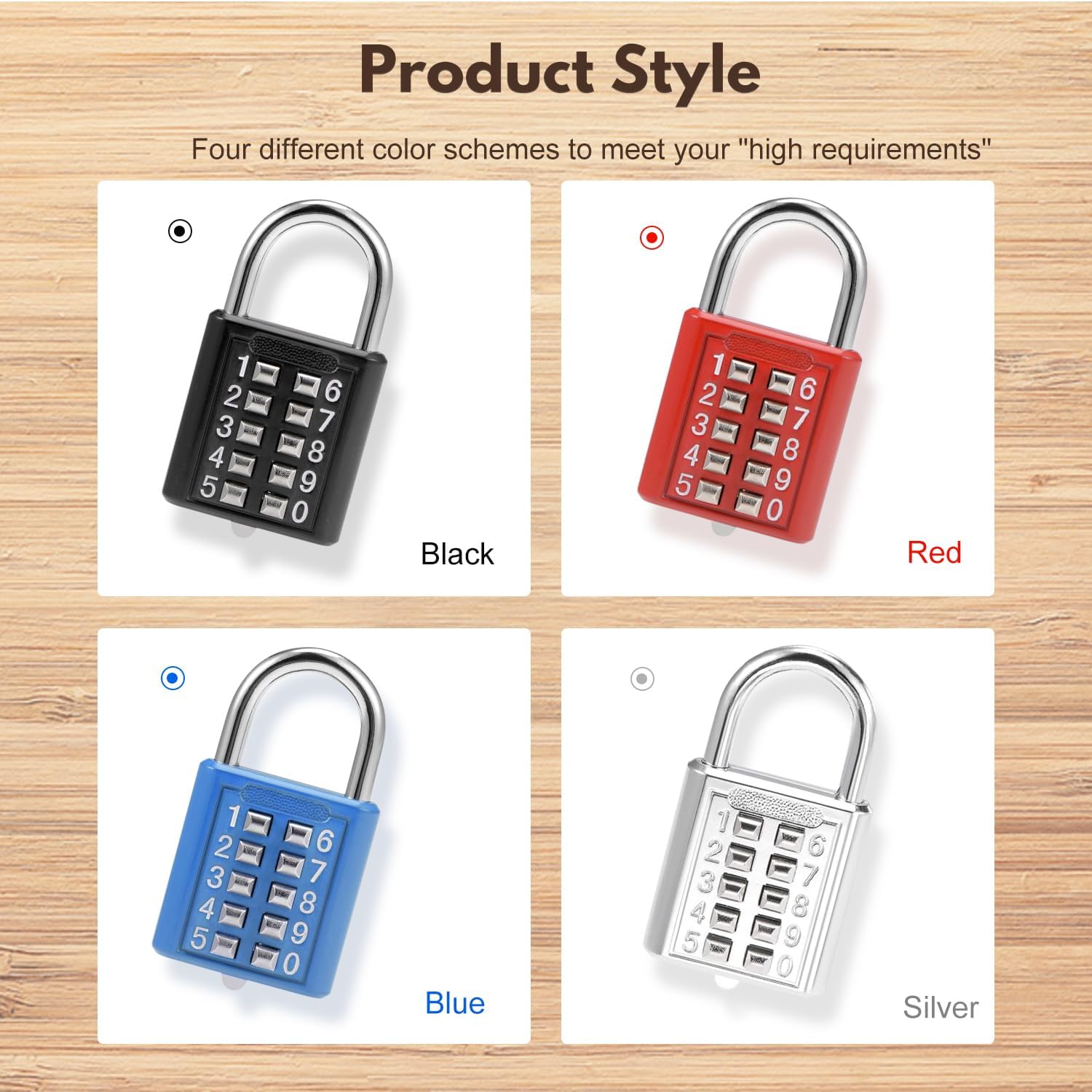 MroMax 5-Digit Combination Padlocks, 3Pcs Push Button Locks Black, Zinc Alloy Luggage Padlock for School Locker, Gym, Case, Fence Gate, Drawer and Toolbox (Non Modifiable Password)