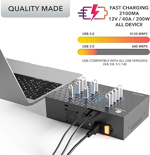 Miniatura 3 de Hub USB 3.0 de 20 puertos  Sincronización de 5 Gbps y transferencia de datos de alta velocidad, concentrador USB con fuente de alimentación interior