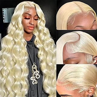 613 Lace Front Wig Human Hair 13x6 Transparent Lace Blonde Lace Front Wigs Human Hair Pre Plucked 613 HD Lace Frontal Wig 13X6 180% Density blonde wig human hair (28 Inch 613 frontal wig Body)