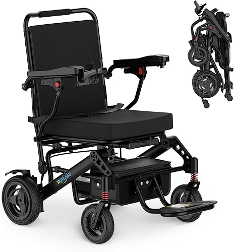 Silla de ruedas eléctrica para adultos, silla de ruedas motorizada plegable para personas mayores, ligera, portátil, todo terreno, 15 millas de Negro