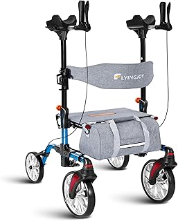 Lightweight Upright Rollator Walker All-Terrain Ultra Compact One-Click Folding with seat and Adjustable Height