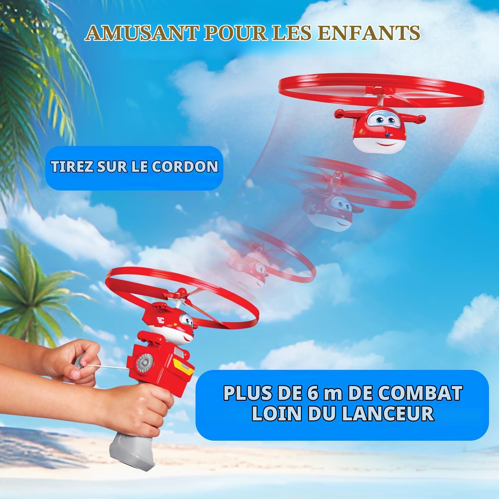 Super Wings Jouets Volants Jett pour Enfants - Disques Volants d'Extérieur Amusants, Avion Jouet pour Garçons et Filles de 3 à 8 Ans