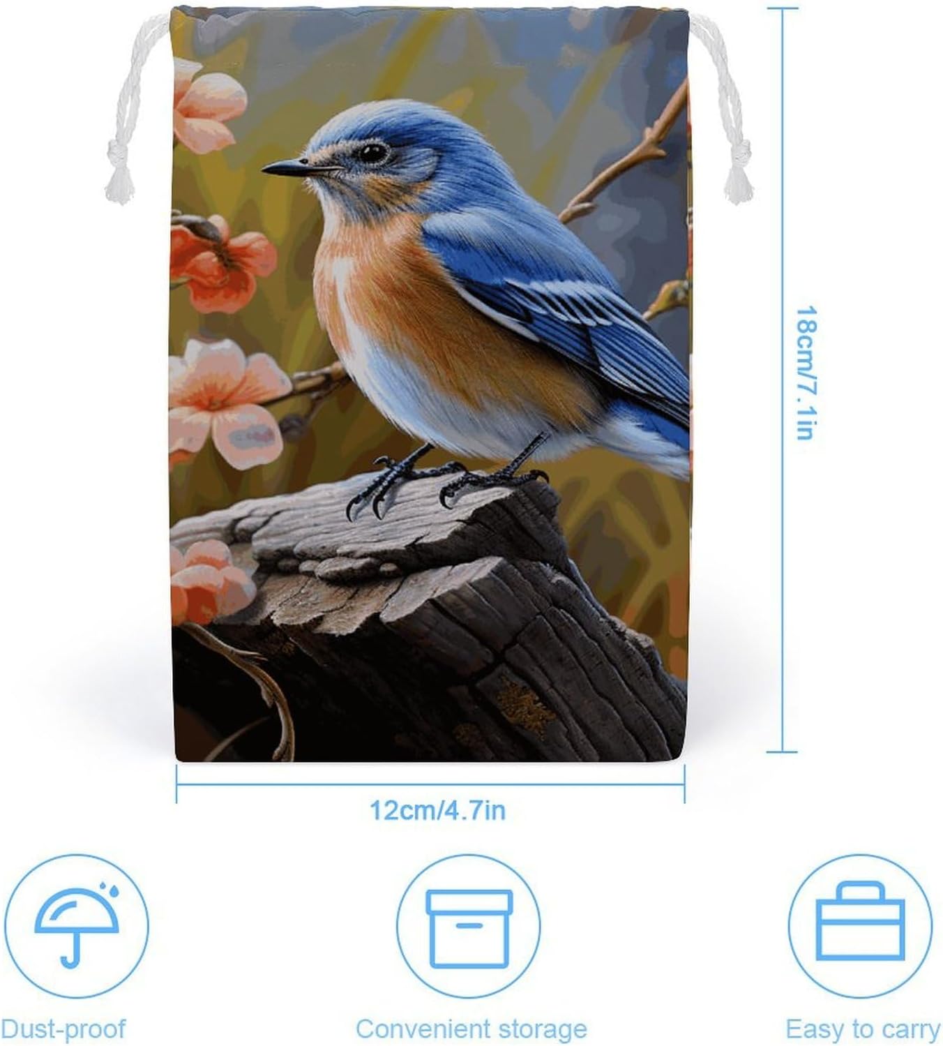 Drawstring Storage Bag Travel Shoe Bag Eastern Bluebird Sports Cinch Sack for Gym Beach Camp image 2