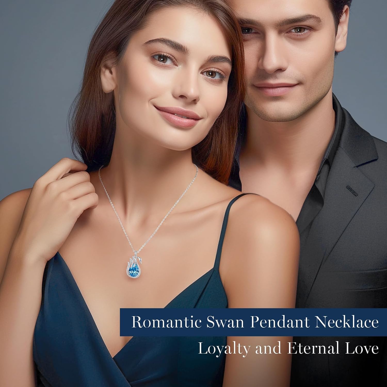 LOUISA SECRET Swan Waterdrop Heart Birthstone Necklaces for Women, 925 Sterling Silver Fine Jewelry, Pendant Heart Necklaces Birthday Anniversary Christmas Gift for Women Wife Mom Girlfriend Lady - Image 3