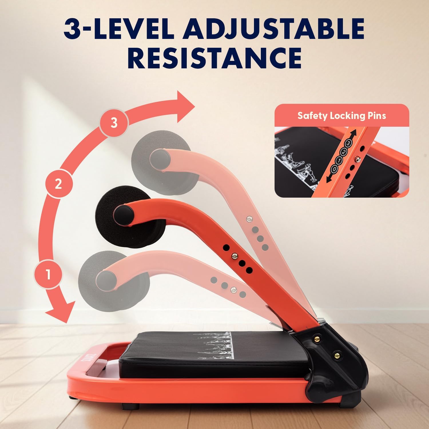 Squatz Ab Machine for Stomach Workout – Core & Sit-Up Exercise Equipment with 3 Resistance Levels for Home Gym, Adjustable Ab Trainer for Full-Body Workout with Automatic Rebound, 350 lbs Capacity