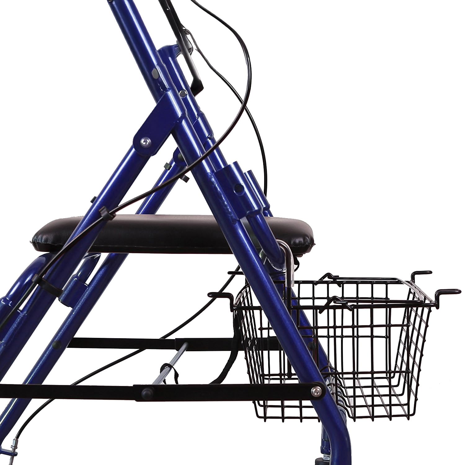 BRICOZONE Deambulatore Pieghevole 6 Ruote Regolabile In Altezza Con Seduta Cuscino E Cestino Struttura Leggera In Alluminio Dispositivo Medico Ideale Per Anziani E Mobilità Ridotta (Blu)