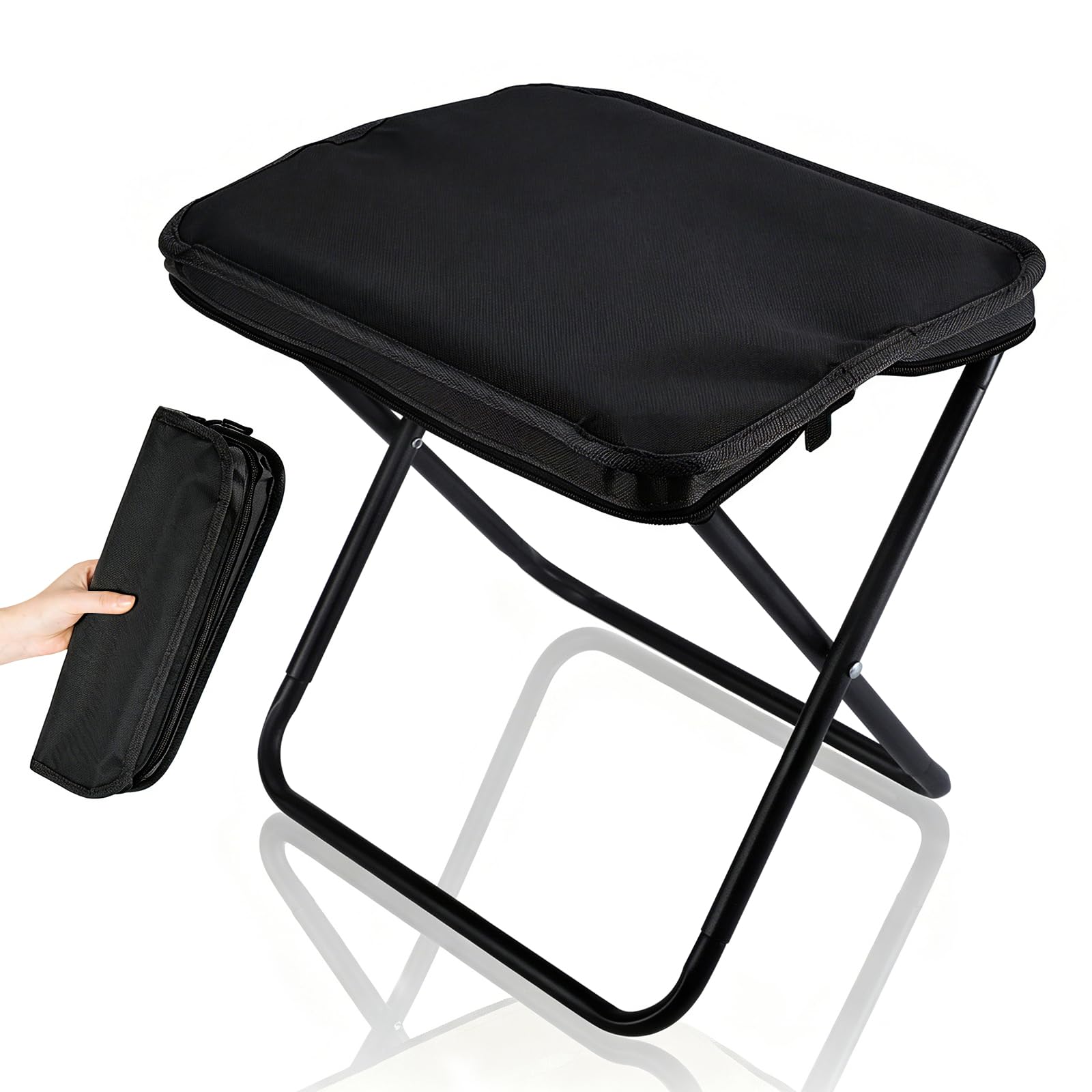 Yukaiwn Camping Stool, Folding Stools for Adults, Portable Small Folding Stool Lightweight Mini Collapsible Stools Foldable Chairs for Camping Chair Travel Picnic Hiking Fishing Seats(black)