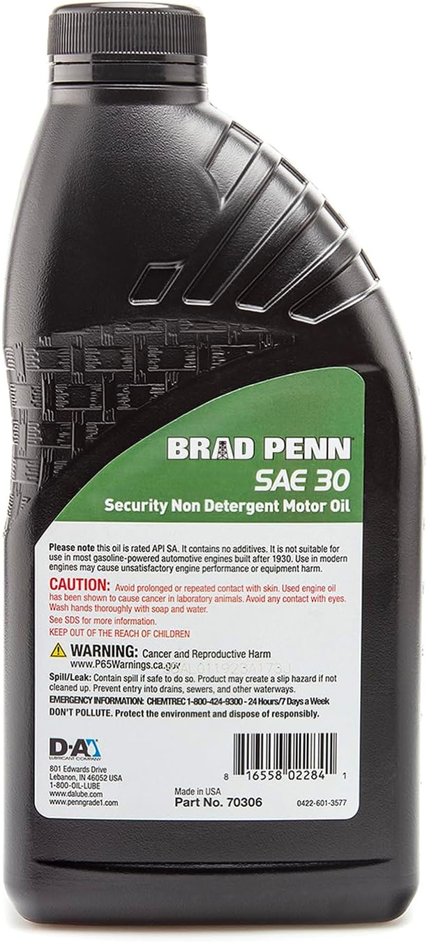 PENNGRADE 70306, Security Non-Detergent Motor Oil SAE 30, 1 Quart (4 Pack)