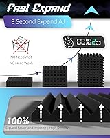 Vista 2 de Paneles acústicos autoadhesivos mejorados, paneles de espuma a prueba de sonido de recuperación rápida de 1 x 12 x 12 pulgadas para paredes, paneles
