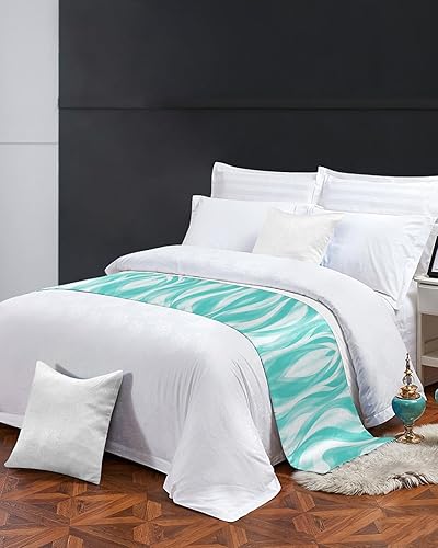 Miniatura 3 de Bufanda abstracta de color aguamarina, tamaño Cal King, manta de lujo para cama individual, matrimonial, Queen, King, pie de cama, dormitorio,