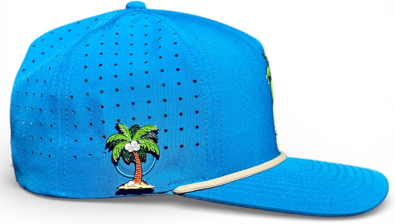Logie Joe's Fairway Palms Golf Hat | Snapback Cap | Built-in Magnetic Ball Marker Holder + Marker Included | Adjustable | One Size | Palm Tree Blue