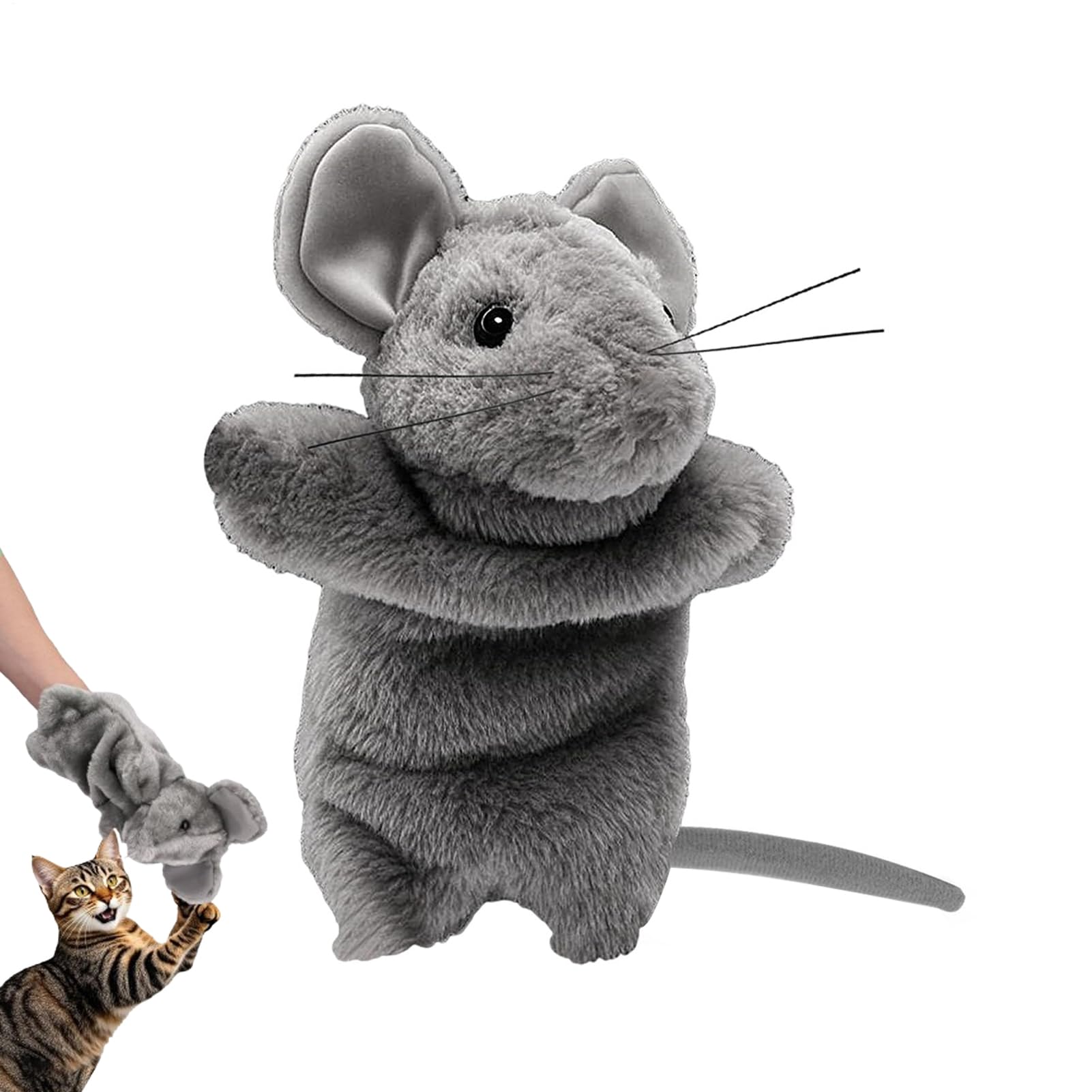Hand Puppet Cat Toy - Cat Wrestling Toy Puppet, Safe and Soft Cat Glove Puppet, Fun Teasing Time, Mice Shaped Wrestler Glove For Safe Interactive Play