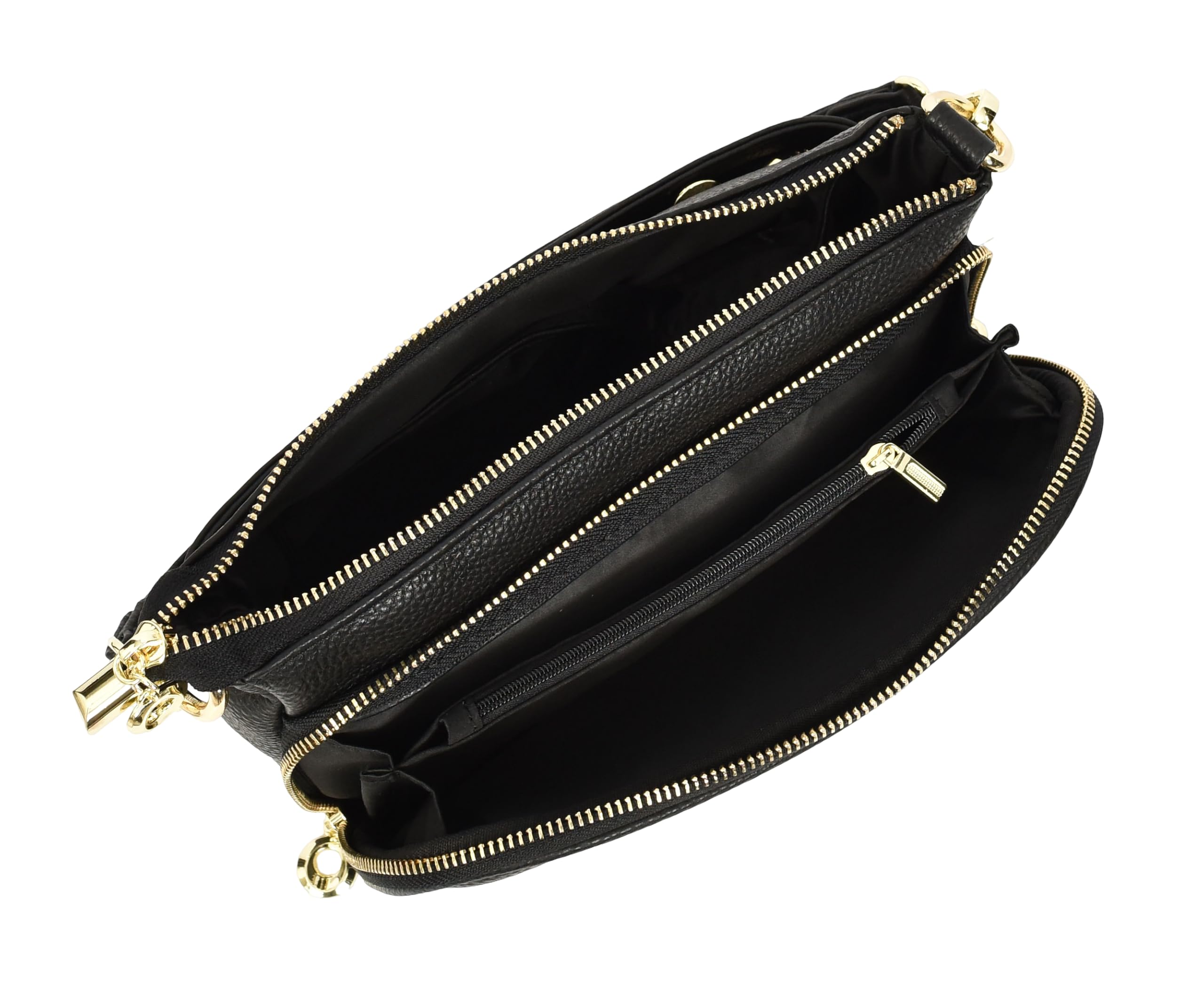 Borsa a tracolla da donna in vera pelle, multi scomparto con manico corto staccabile, Georgina