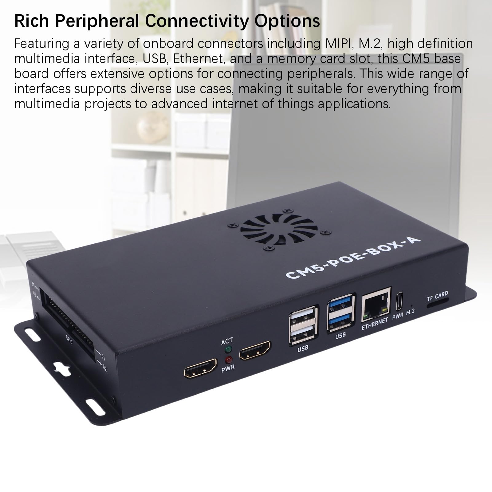 Vikye Modulo COMPUTE 5 POE Base Board, Scheda di Espansione USB MIPI M.2 HDMI con Shell e 40 Pin GPIO, per Progetti CM5 NVME SSD e IoT (Spina europea)