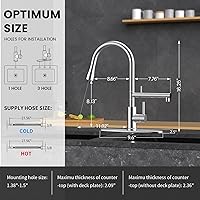 Vista 6 de FEELSO Kitchen Faucets, Upgraded Filter Water Kitchen Faucet with Pull Down Sprayer, Brushed Nickel Stainless Steel High Arc 1 Or 3 Hole Kitchen