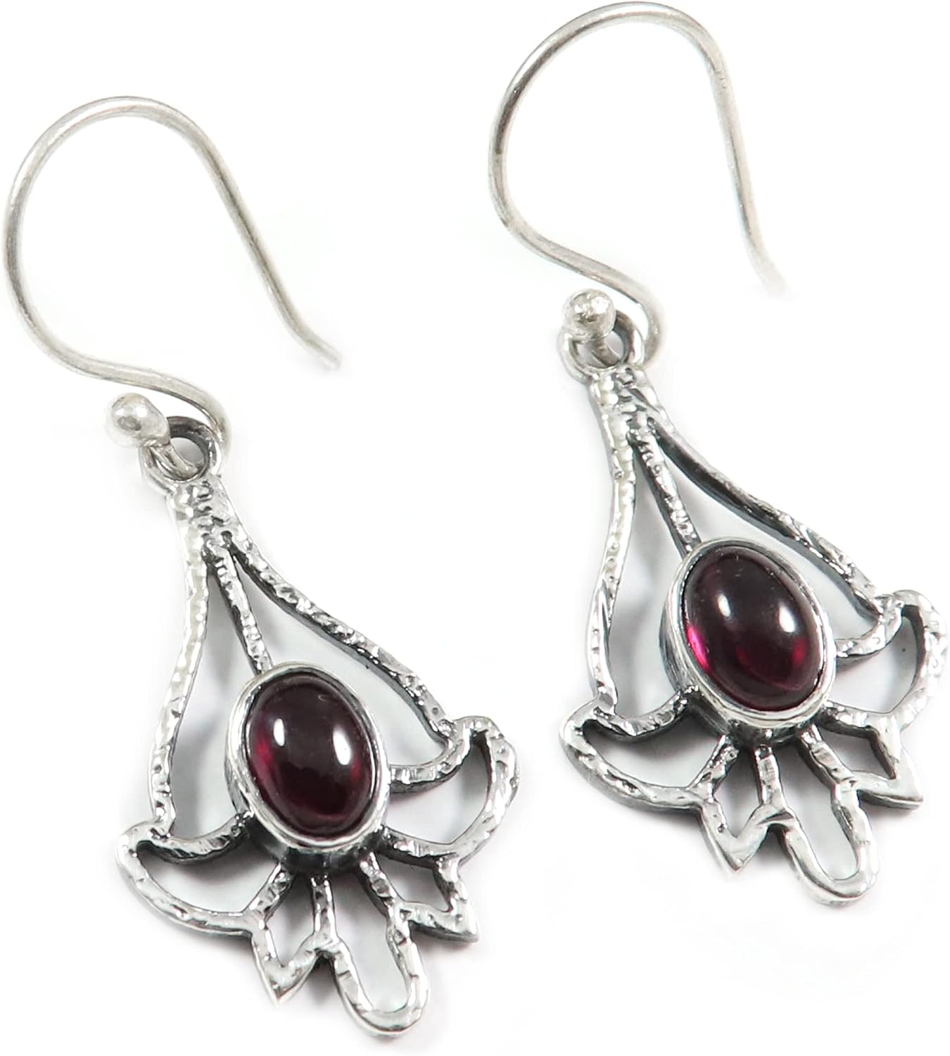 Goyal Exports Garnet Gemstone 925 Sterling Silver Drop/Dangle Earring Jewlery SEG119J
