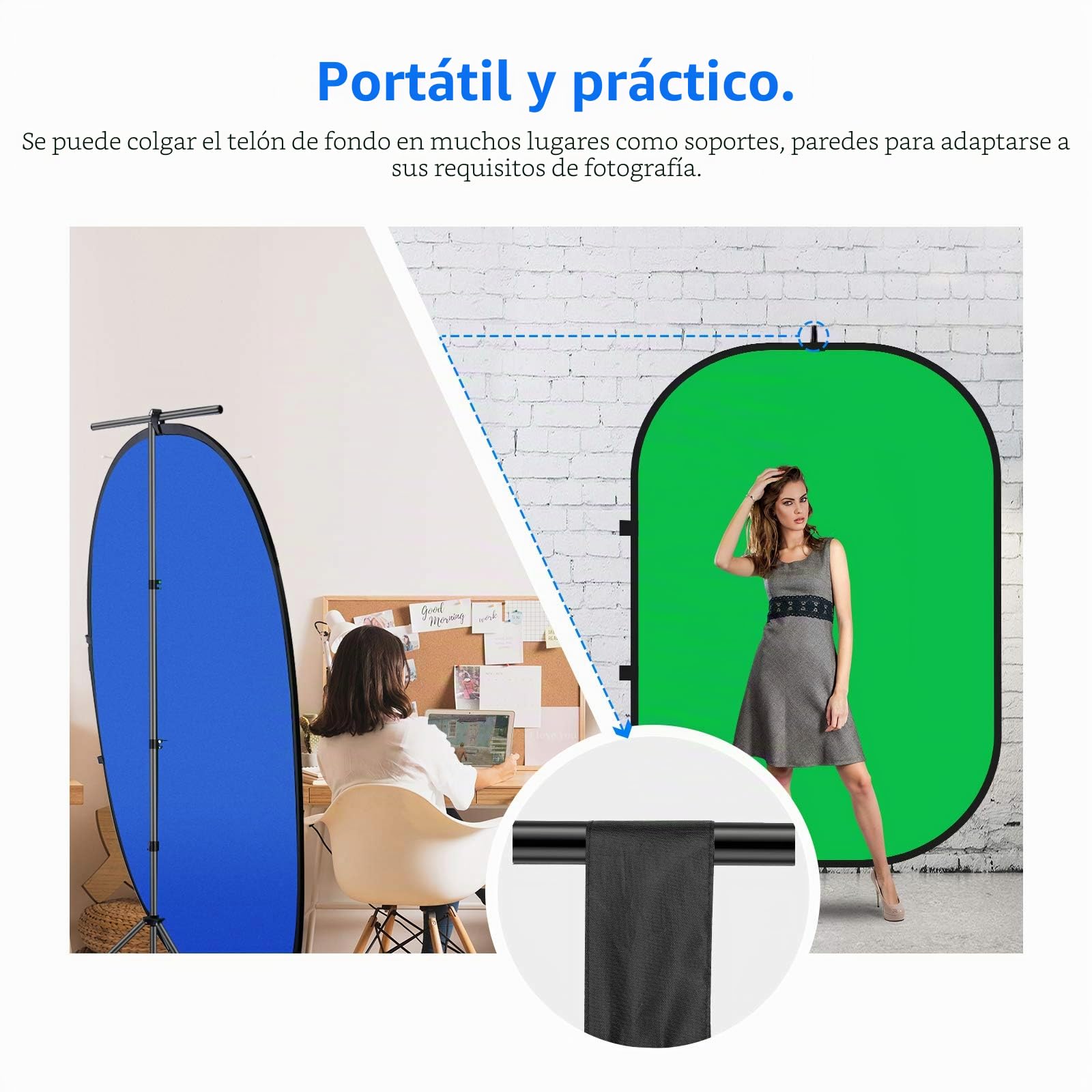 Neewer Fondo Plegable Reversible Chromakey Verde y Azul 150 x 200 cm