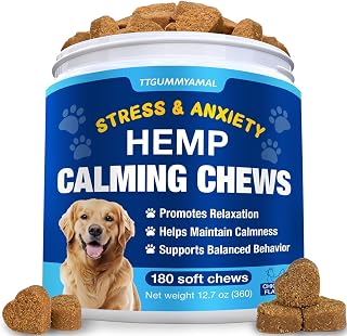 Hemp Calming Chews for Dogs - Advanced Dog Calming Chews - Anxiety Relief Treats for Dogs - Dog Supplements for Storms, Fireworks, Thunder, Barking - Hip and Joint Supplement Support 180 Treats