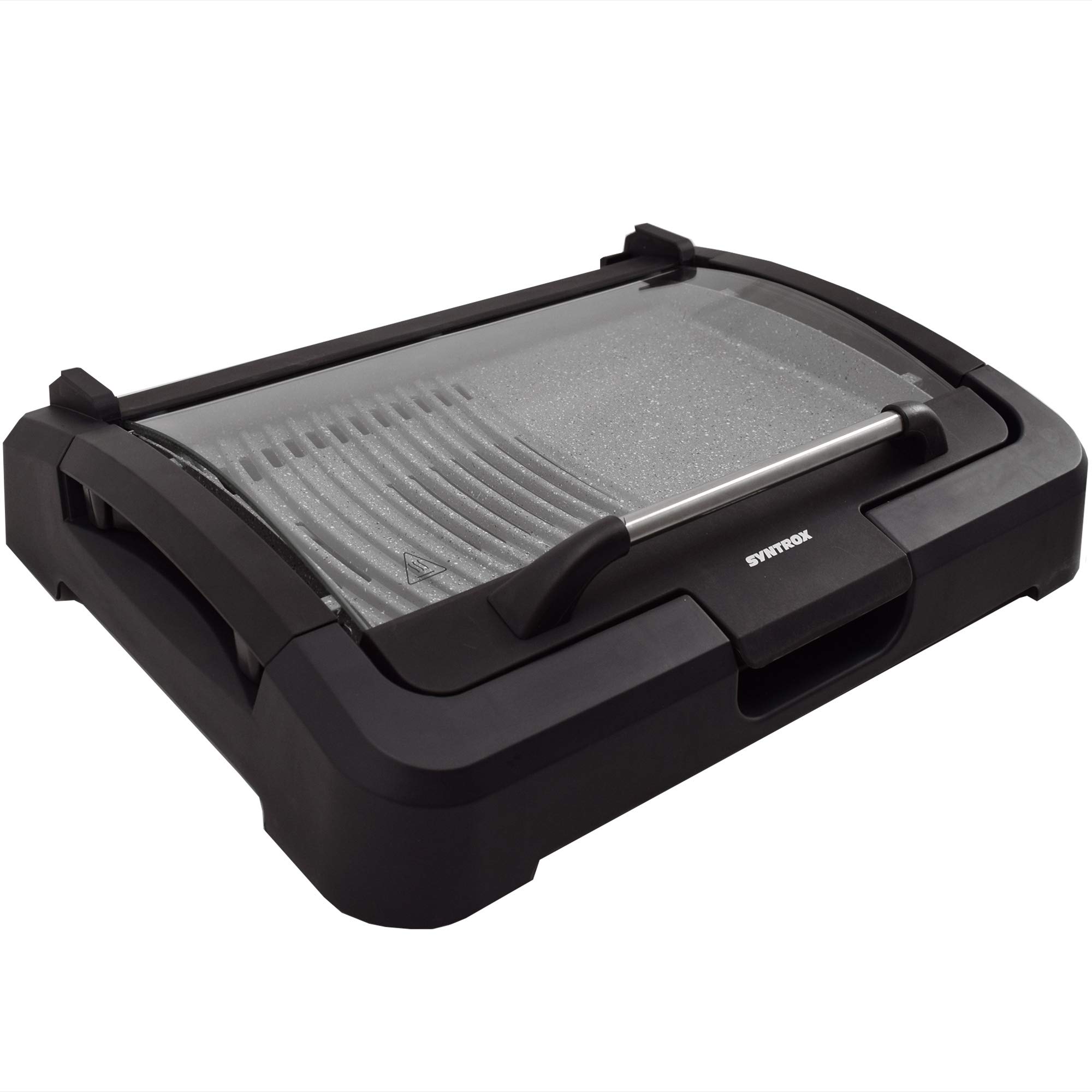 Syntrox Germany TG-2200W elektrischer Tischgrill mit Keramik Grillplatte Elektrogrill BBQ Grill Barbecue mit Glasdeckel
