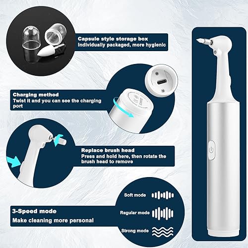 Miniatura 4 de Hotodeal Irrigador de agua eléctrico con 4 puntas de hilo dental, pulidor de dientes recargable con 7 cabezales de cepillo, espejo oral LED dental,