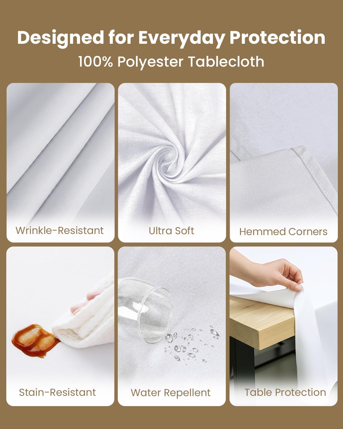 Utopia Kitchen Rectangle Table Cloth 2 Pack [60x120 Inches, White] Tablecloth Machine Washable Fabric Polyester Table Cover for Dining, Buffet Parties, Picnic, Events, Weddings and Restaurants - Image 3