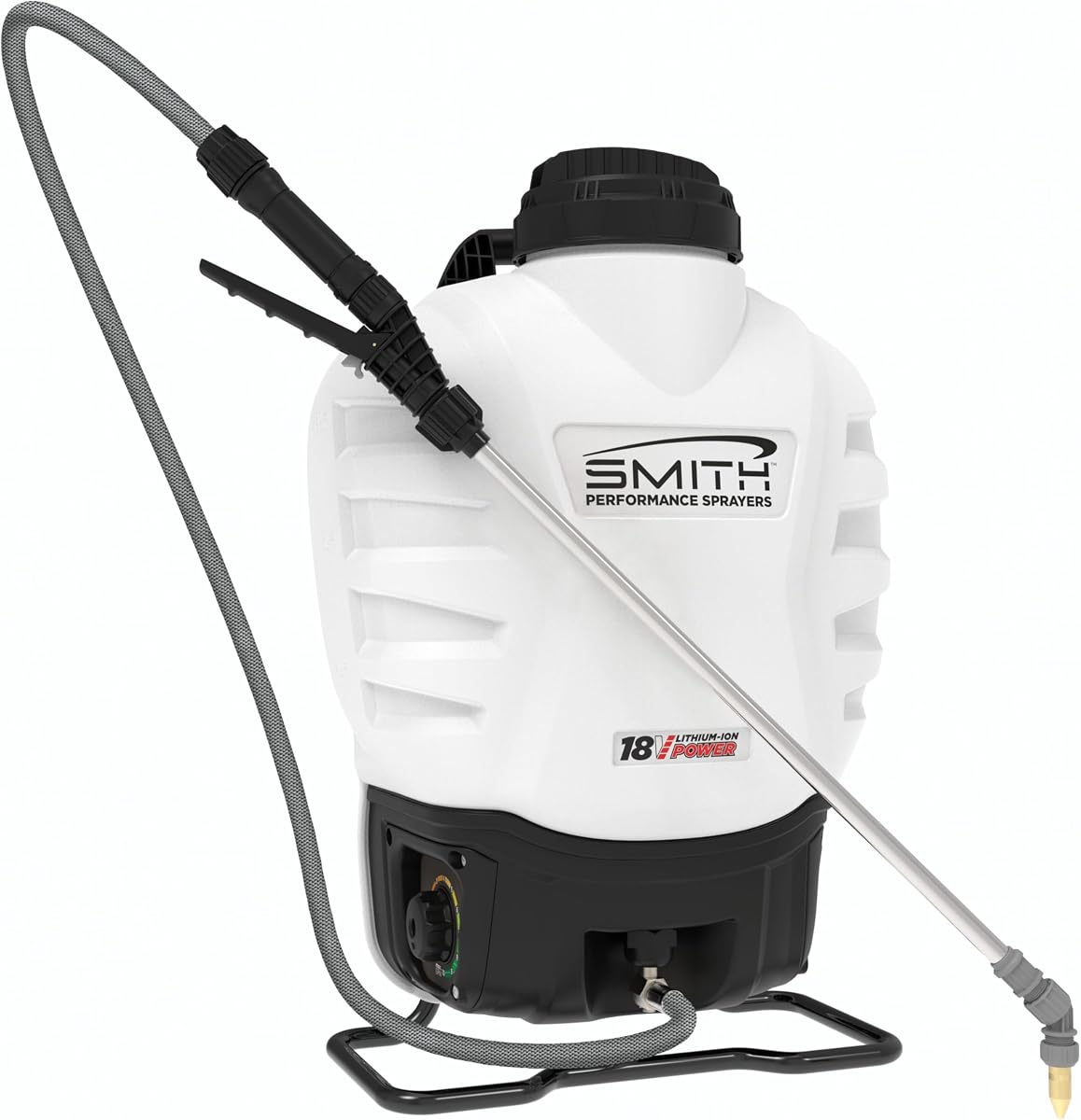 Smith Performance Sprayers 18V Lithium-Ion Fast Charging Variable Flow Powered Backpack Sprayer (7 Nozzles, Battery and Quick Charger Included) Ideal for Spraying Weeds and Mosquito Control