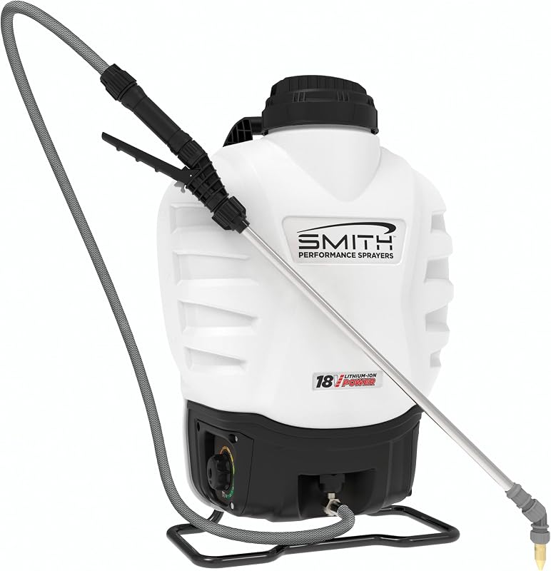 Smith Performance Sprayers 18V Lithium-Ion Fast Charging Variable Flow Powered Backpack Sprayer (7 Nozzles, Battery and Quick Charger Included) Ideal for Spraying Weeds and Mosquito Control