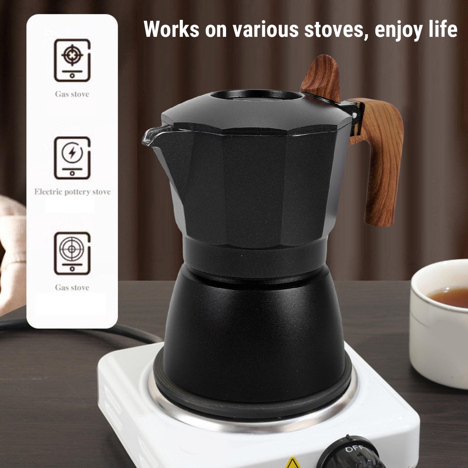 Caffettiera da Piano Cottura a 2 Tazze in Lega di Alluminio con Doppia Valvola di Estrazione Ad Alta Pressione per un Sapore Ricco, Elegante e Funzionale, per gli Appassionati di caffè,