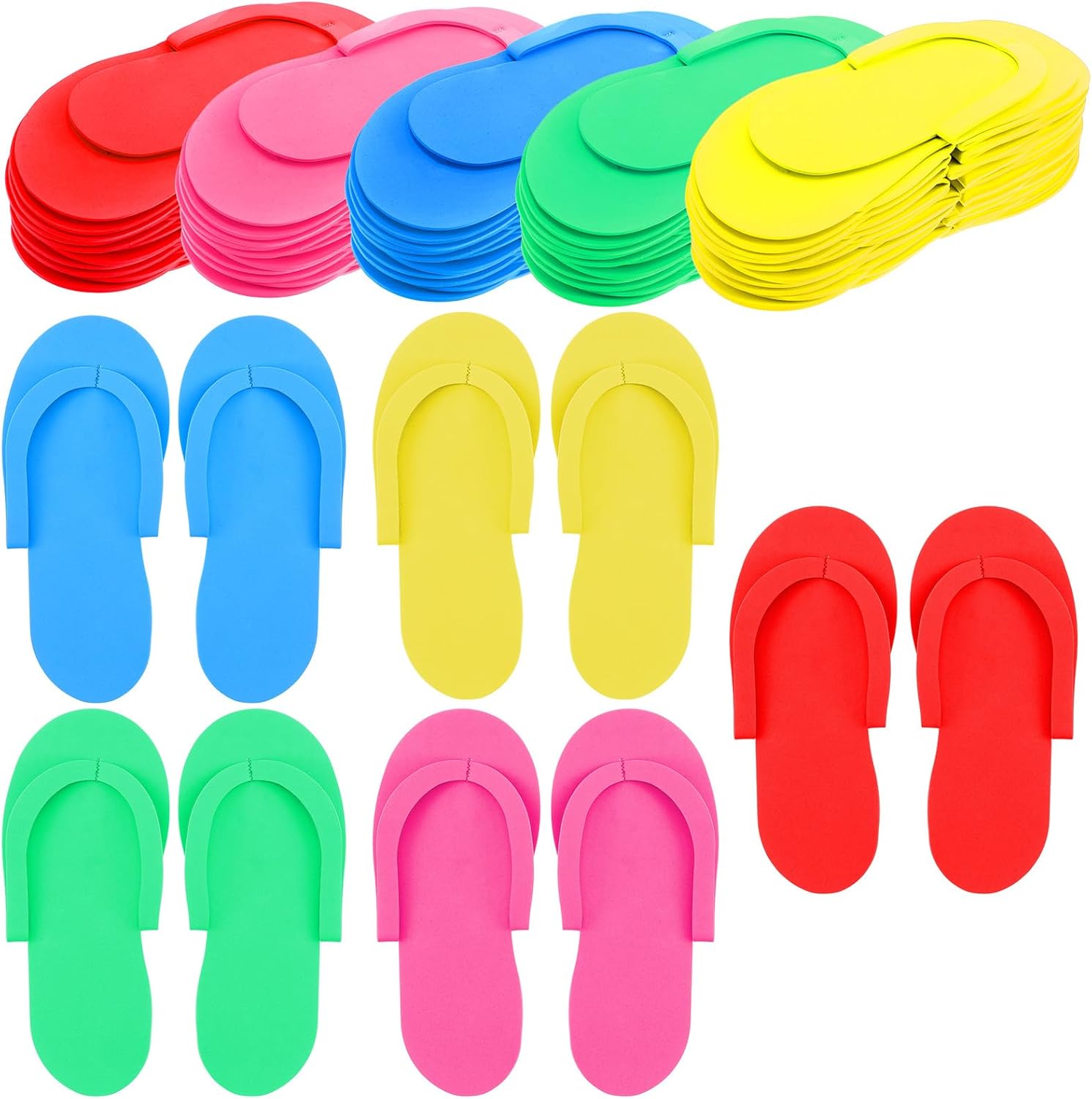 MAQUITA 60 Pairs Disposable Pedicure Slippers Foam Flip Flops Disposable Flip Flops Multi Color Foldable Pedicure Slippers for Guests Salon Spa Hotel Women