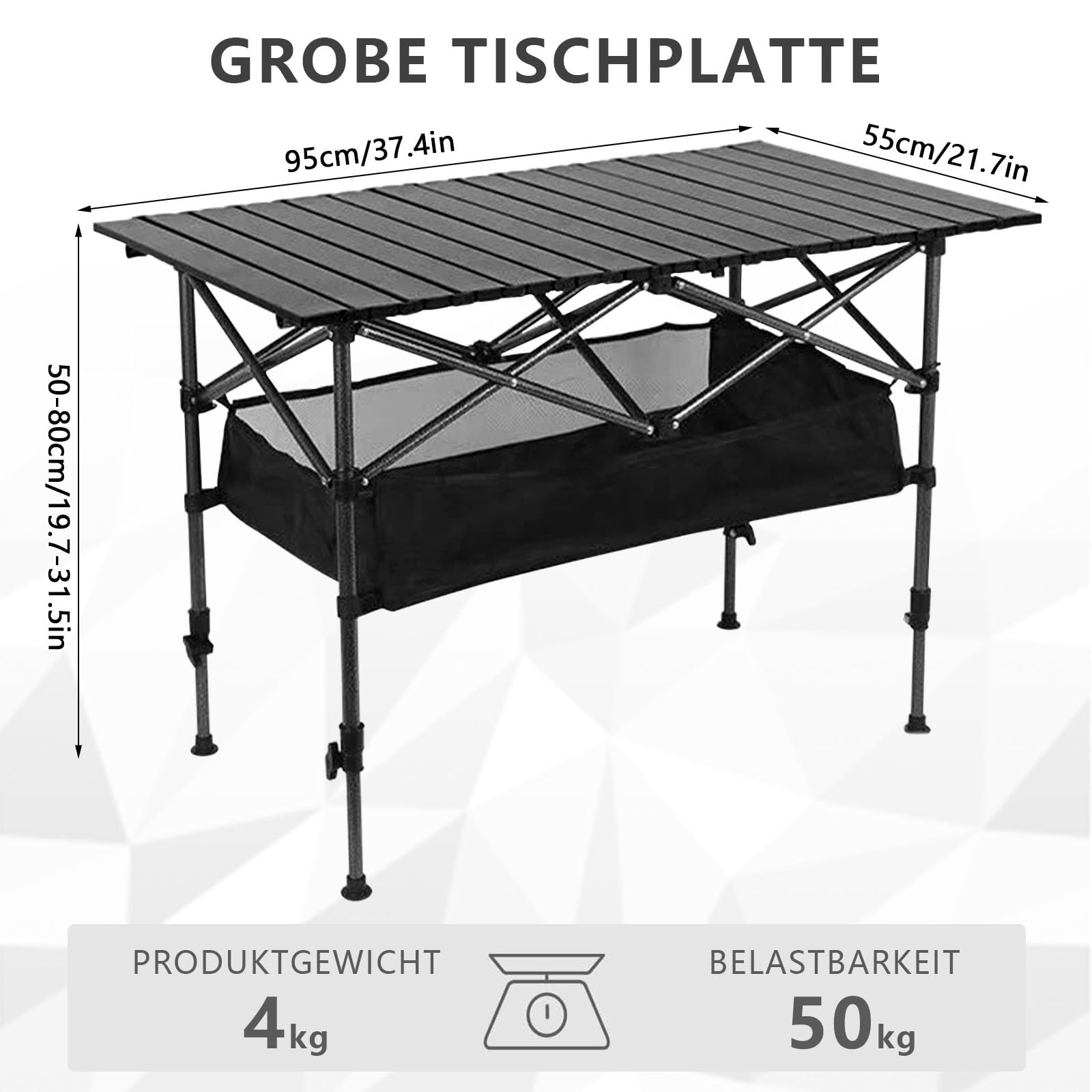 Przenośny stół kempingowy z torbą do przenoszenia, stolik pomocniczy, przenośny stół na piknik, składany, mały, składany, na kemping, piknik, do gotowania, ogrodu, wędrówek, podróży (czarny