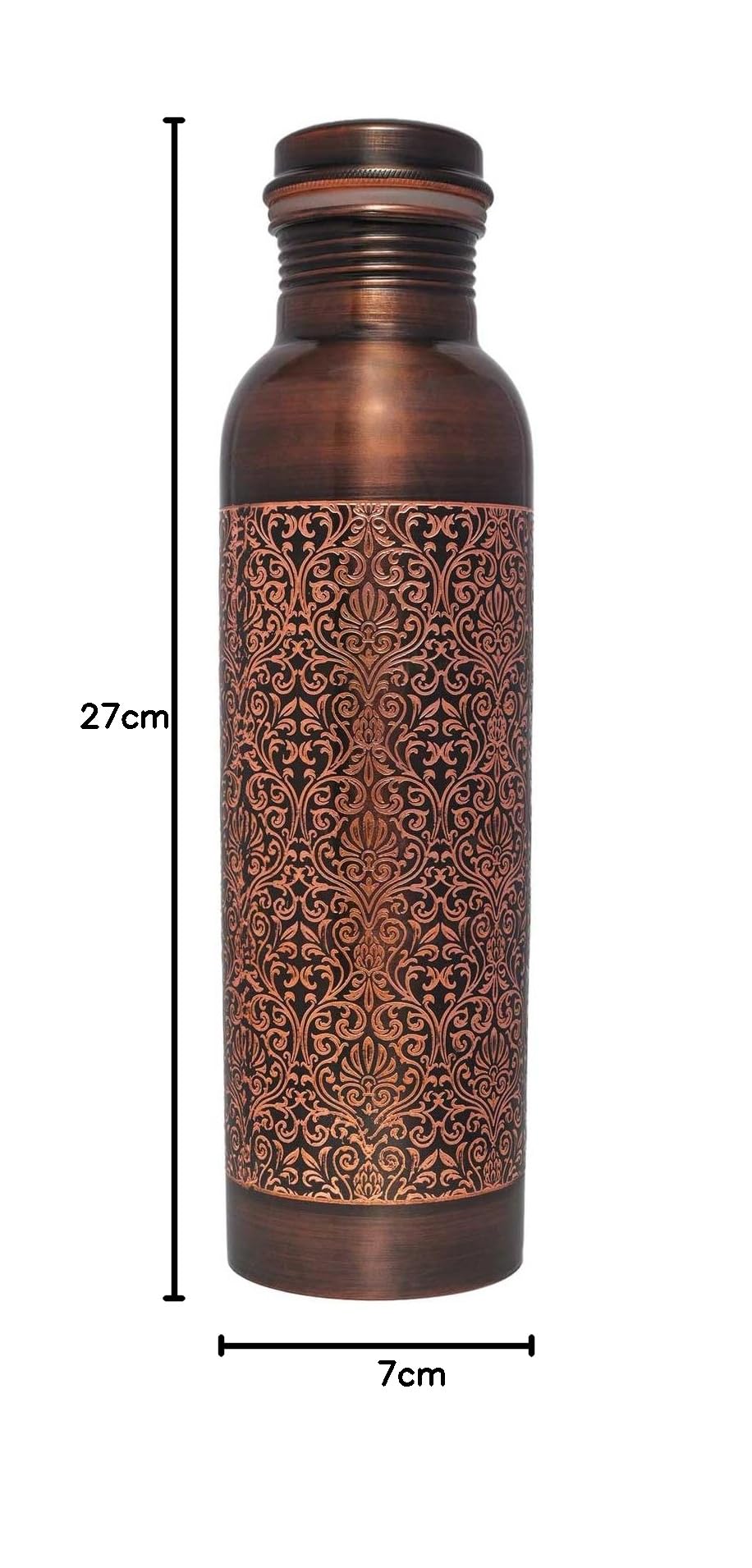 ANCIENTIMPEX Bottiglia di rame Premium Retro Finish, capacità 950 ml per benefici per la salute ayurvedica