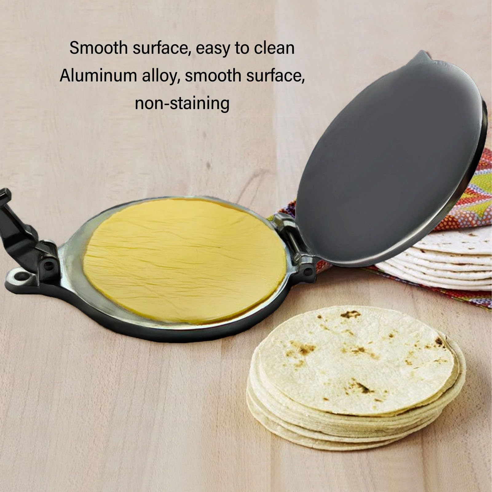 Akozon 16CM Tortilla Press Aluminum Alloy Manual Tortilla Maker Pressing Tool for Home Family Pizza Pie Patty Making