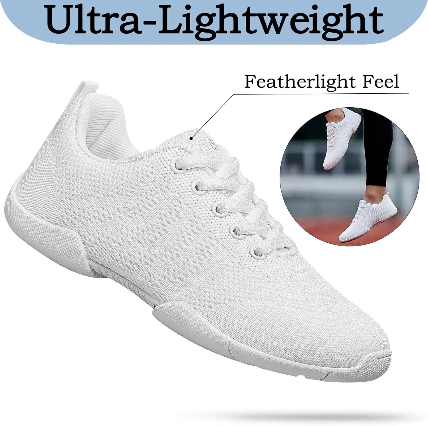 Girls White Cheerleading Shoes Lightweight Competition Tennis Shoes Women Hip Hop Gymnastics Dance Sneakers - Image 6