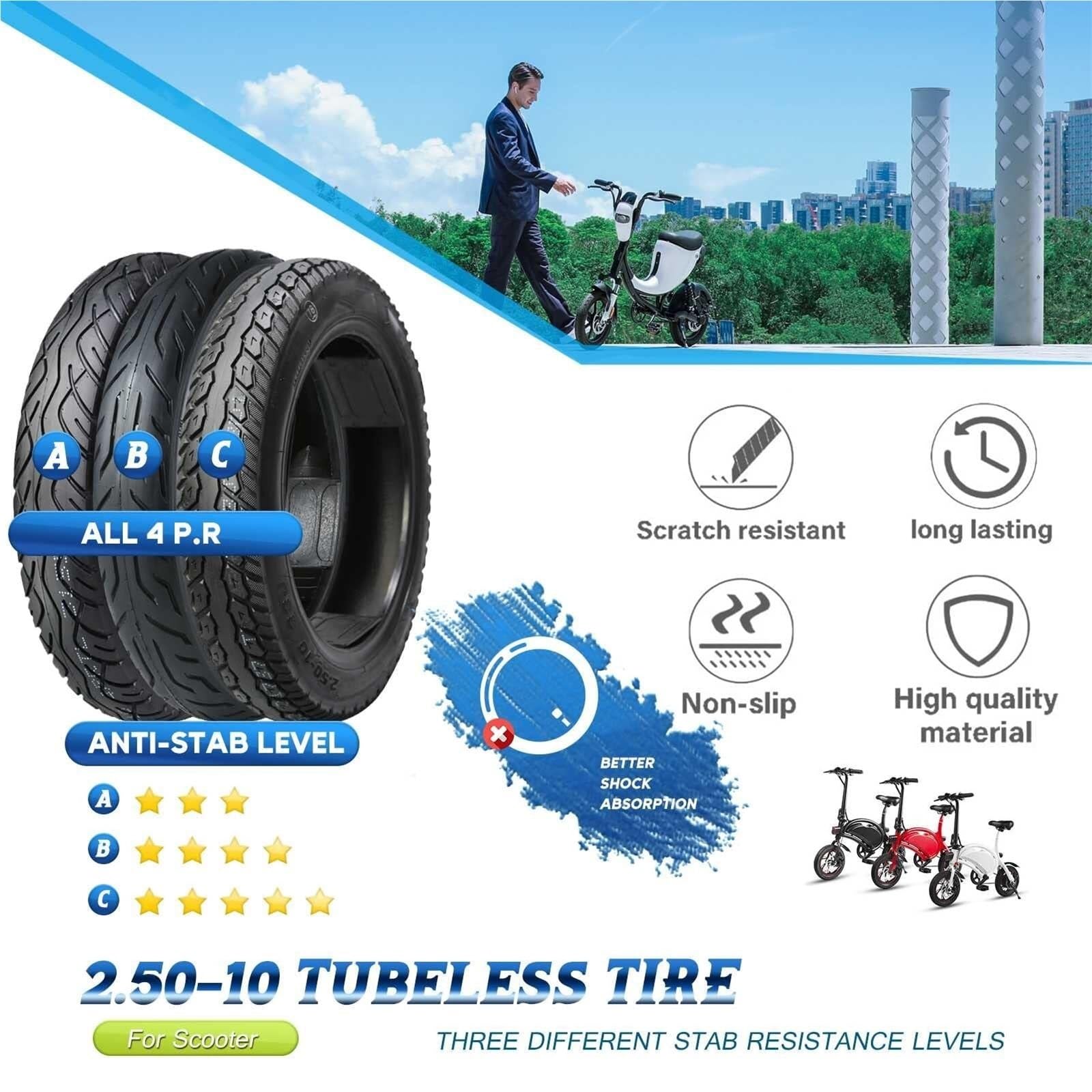 2.50-10 Opona do Motocykli Terenowych Opona Uliczna Kompatybilna z 14x2.50 | 33J 4 PR Maksymalne Obciążenie 253 Funtów(B enhanced type)