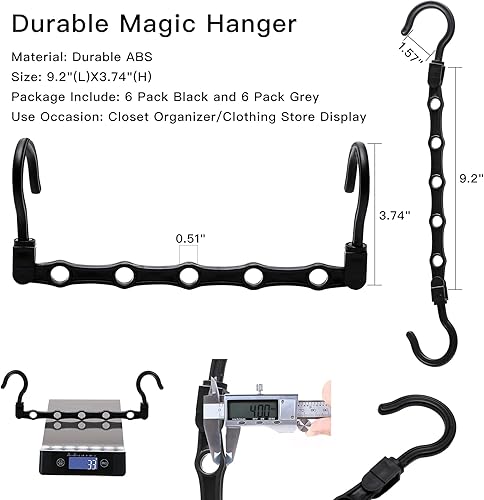 Miniatura 4 de Organizador de armario paquete de 12 organizadores de armario más fuertes y colgador de ropa con 5 agujeros para almacenamiento de ropa pesada