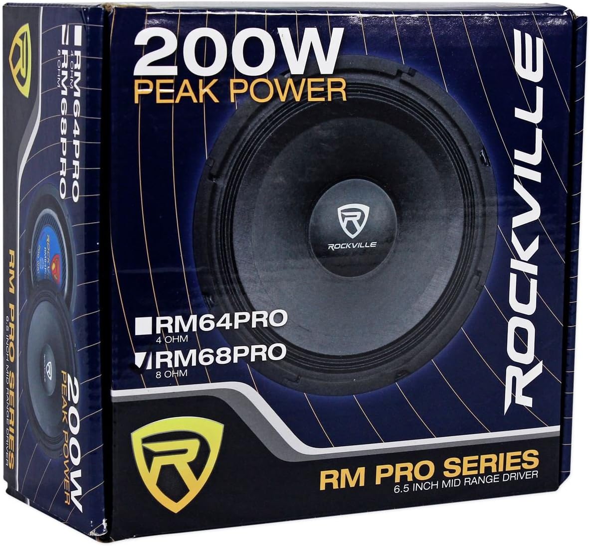 Rockville RM68PRO Midrange Car Speaker, 6.5", 400W, 8 Ohm, Mid-Bass, Open Basket, Kevlar Cone, CEA Compliant, 90oz Magnet, for Car Audio, 2-piece