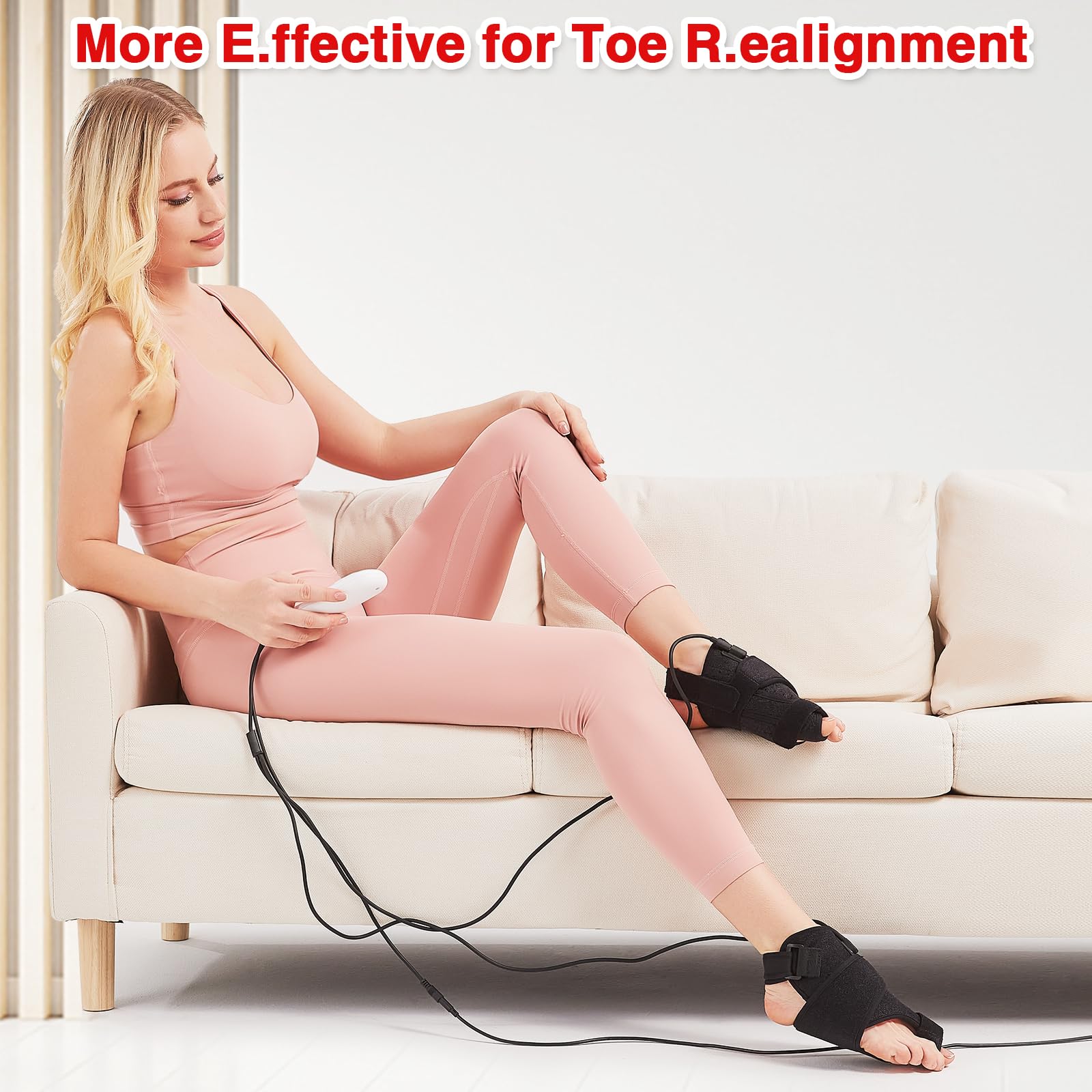 AOBOCO R.ed L.Ight - Corrector de juanetes para mujer, férula alisadora de pies I.nfrared L.Ight, apagado automático, corrección ortopédica ajustable para hallux valgus, 2 unidades