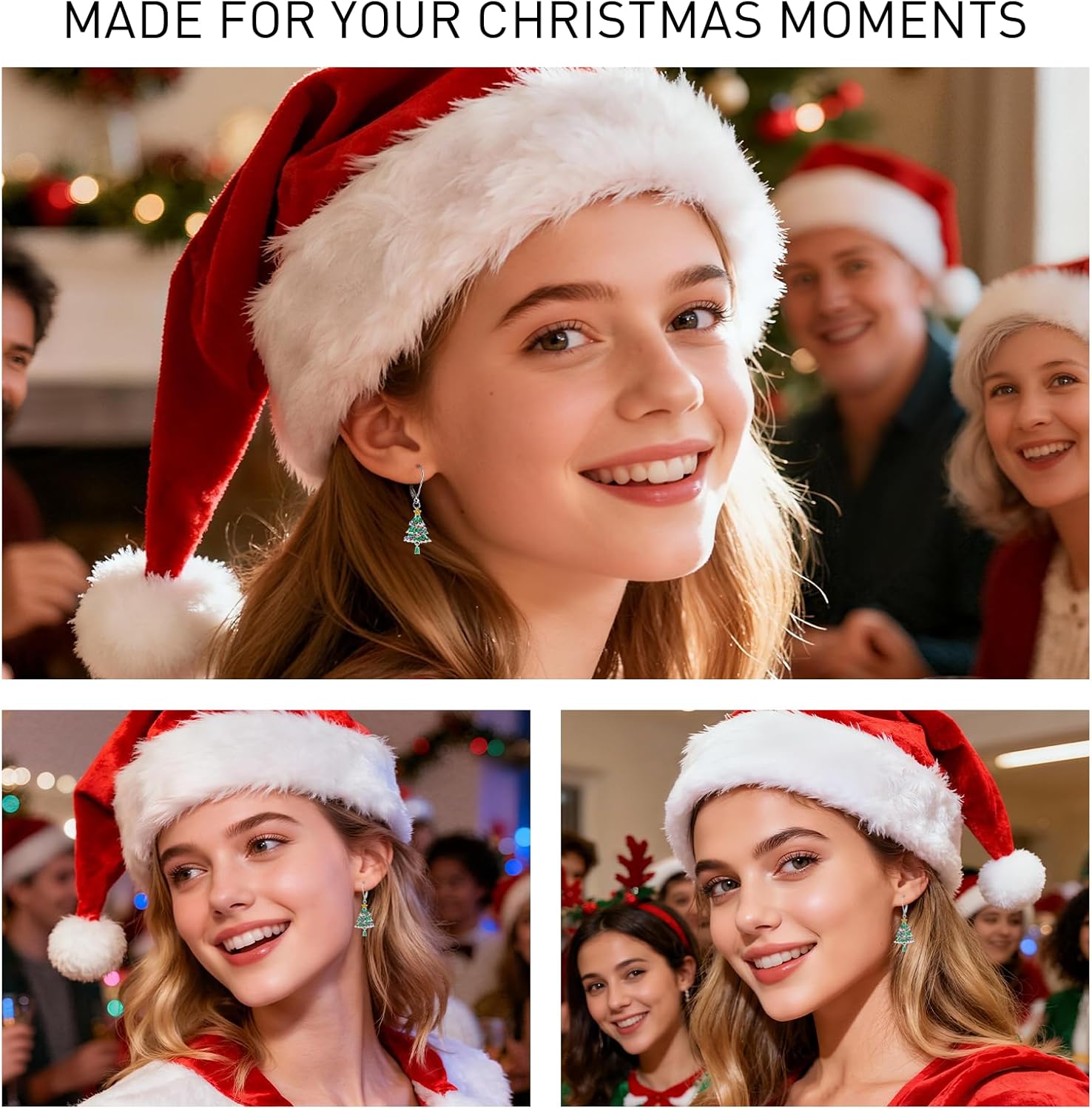 Christmas Earrings Christmas Tree Earrings for Women Dangling Sterling Silver Dangle Jewelry Holiday Xmas Gifts - Image 4